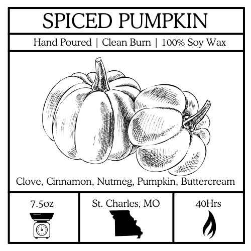Spiced Pumpkin - 7.5 oz Pure Soy Candle