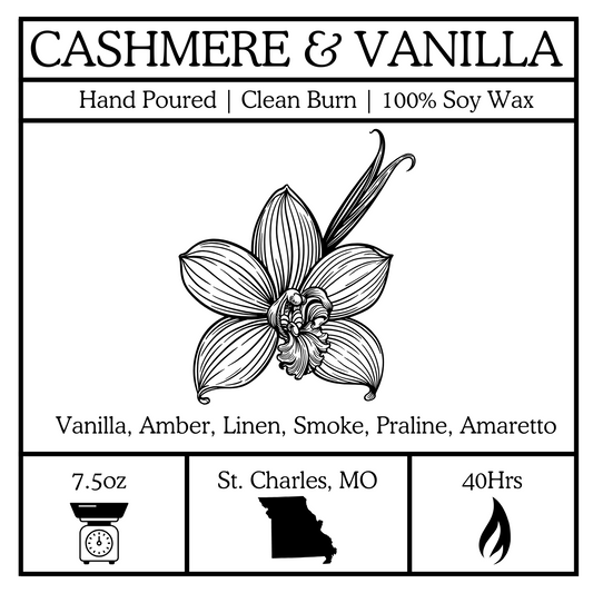 Cashmere & Vanilla - 7.5 oz Pure Soy Candle