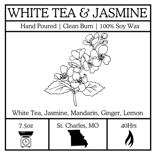 White Tea & Jasmine - 7.5 oz Pure Soy Candle